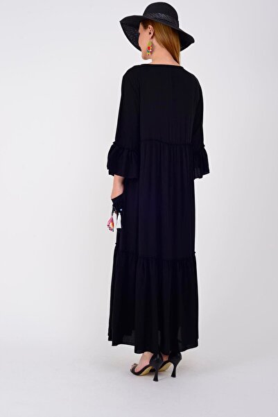 Park Moda Φόρεμα Boho με λεπτομέρεια με κέντημα και φούντα Adn5383