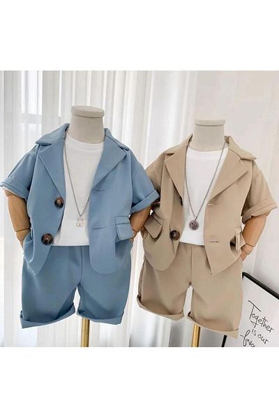 ipekkids Boy's Blue Silk Children's Holiday Combination