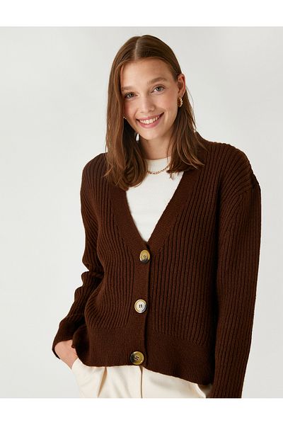Koton Buttoned V-Neck Cardigan