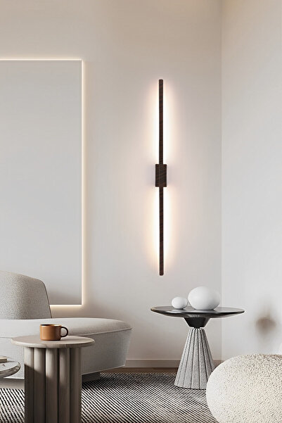 LIGHTMORE Modern Dekoratif Çubuk Led Duvar Aplik 70 Cm Ahşap Desen Profil (dikdörtgen Rozanslı) 3000k
