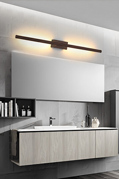LIGHTMORE Modern Dekoratif Çubuk Led Duvar Aplik 70 Cm Ahşap Desen Profil (dikdörtgen Rozanslı) 3000k