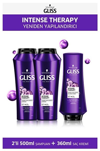 Gliss Intense Therapy Şampuan 500 Ml X 2 Adet + Saç Kremi 360 Ml