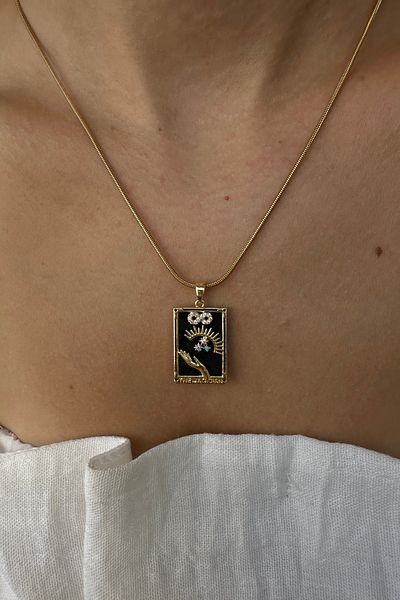 Okko Store Steel Black Enameled Plate Necklace