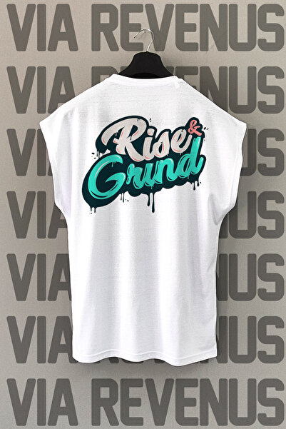 Vordevia Tricou sport alb Rise And Grind - imprimat pe spate, mâneci zero