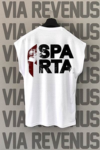 Vordevia تي شيرت رياضي أبيض بطبعة ظهر سبارتا