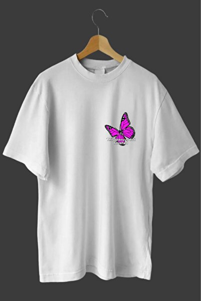 oneagılyazı Ljubičasti leptir Štampano Oversize kroj Žene T-shirt