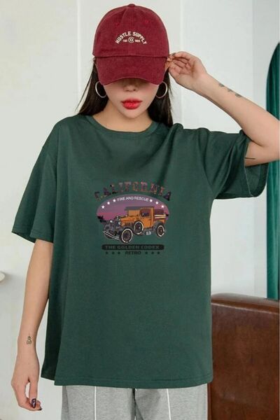 oneagılyazı Μπλουζάκι California Retro Printed Unisex Oversize