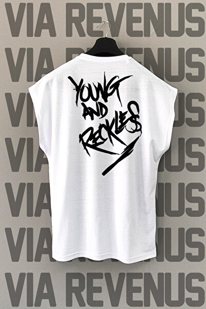 Vordevia Tricou sport alb pentru tineri și fără spate - imprimat pe spate, mâ...