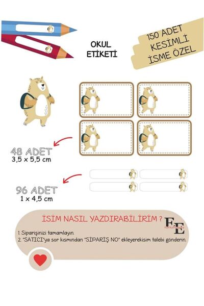 EyER Shoping 150 komada kroj teddy medvedića, knjiga, sveski, školske etikete...