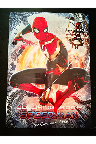 0-6 Yaş Yayınları Örümcek adam spiderman çocuk erkek kız stickerli maskeli boyama kitabı