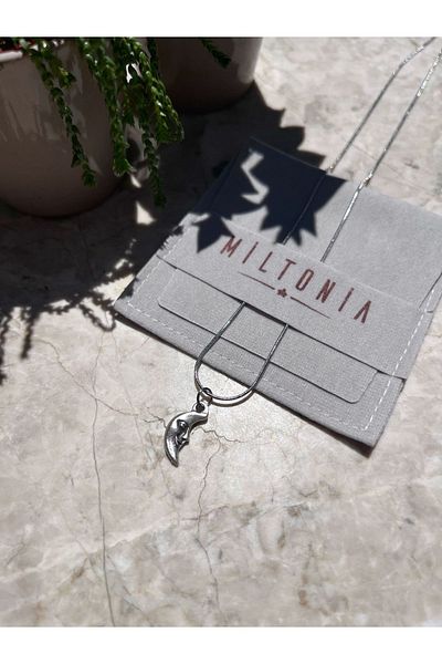 Miltonia Silver Color Half Moon Steel Pendant