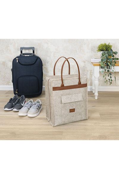 İNKOHA Travel Type Leather and Handle Shoes and Luggage Bag