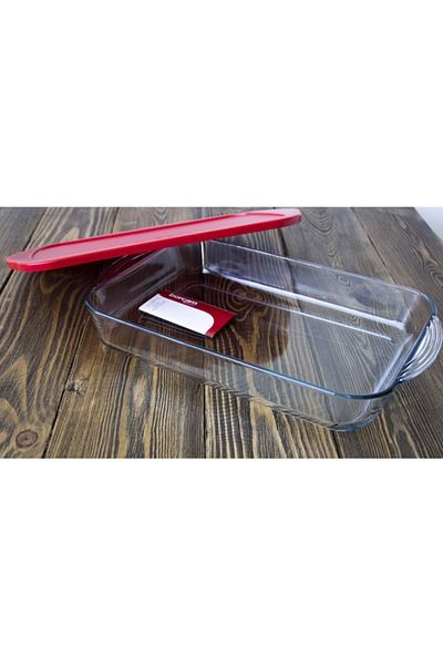 Paşabahçe Rectangular Pyrex Tray with Silicone Cover 59124