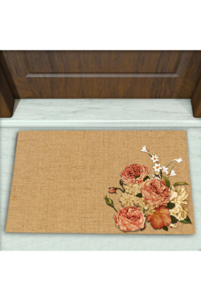 Colorix Carpet Çiçek Desenli Dekoratif Kapı Önü Paspası No: 1110