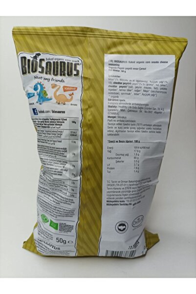 Mc Lloyd's Biosaurus Biosaurus Organik Peynir Çeşnili Mısır Cipsi 50 Gr