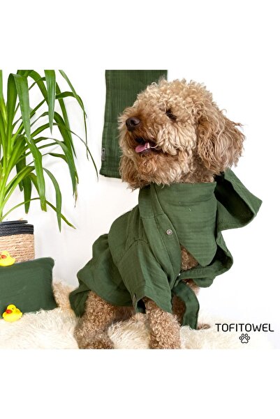 TofiTowel Yeşil Köpek Bornozu