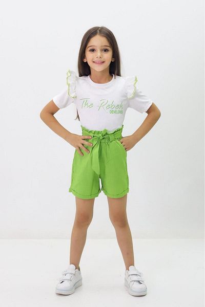 GZT TEKSTİL Colorful Summer Shorts Set for Girls
