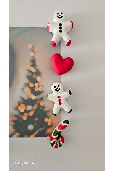 Nikadu Buzdolabı Magnet, Buzdolabı Süsü - Yılbaşı Süsü Kalp Baston Kurabiye 4...