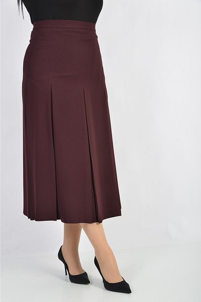 SORALLİNE Women's Plus Size Skirt Pleated 776 Plum