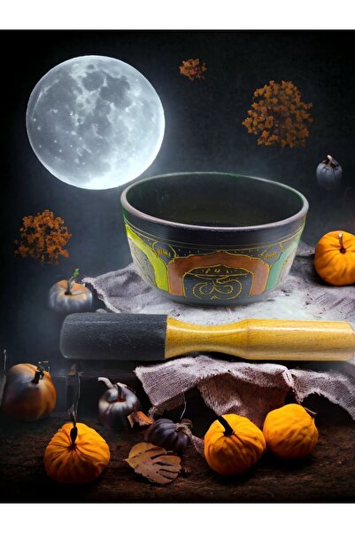 DOĞAL TAŞ CENNETİ Cadılar Bayramına Özel Meditasyon Çanı Yoga Çanı Tibet Çanağı 16 Cm