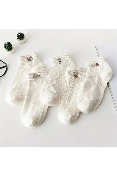 Maygiy 5 Pairs of Textured Socks Lightweight and Breathable Patterned Women's Socks