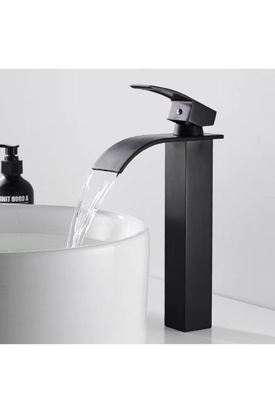RENA DESIGN Black Bowl Sink Faucet Oval Outlet Basin Model Tall/High Sink Tap Double Inlet