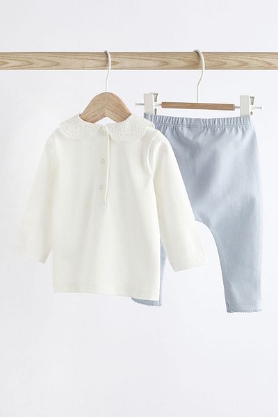 Next Baby Blue Rabbit Patterned Cotton Long Sleeve Tights Set