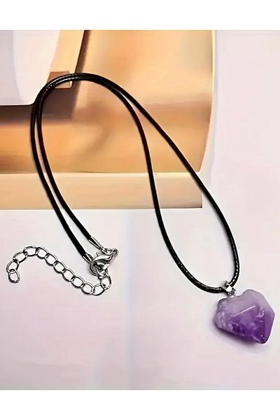 NBS Beautiful Naturel Stones Amethyst (with Necklace Gift) Unisex Natural Stone Bracelet (Including Necklace Rope)