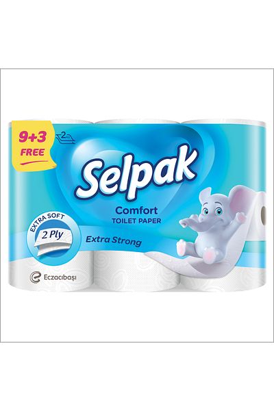 Selpak ورق تواليت كومفورت 160 ورقة مكونة من طبقتين 9 لفات 3 مجانية