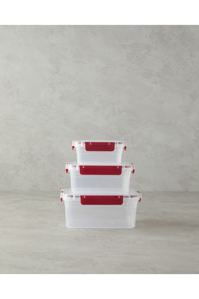 English Home Arnie Claret Red Plastic 3-Piece Storage Container Set