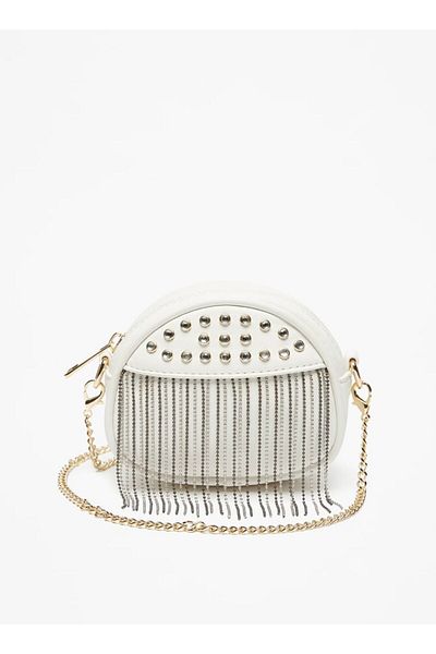 Flora Bella by Shoexpress Studded Crossbody Bag with Metallic Tassels and Chain Strap