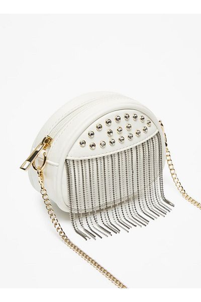 Flora Bella by Shoexpress Studded Crossbody Bag with Metallic Tassels and Chain Strap