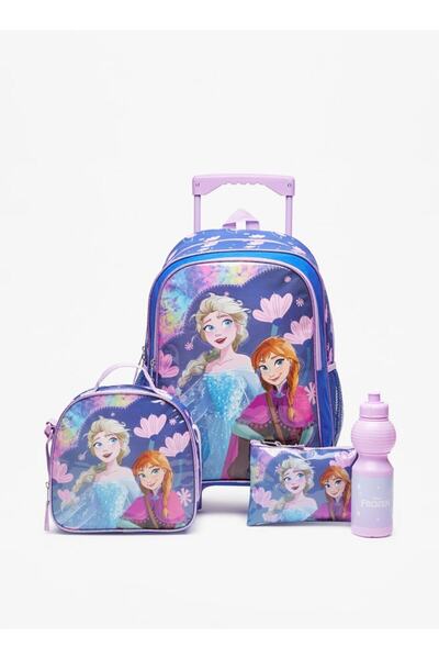 Disney مجموعة حقيبة ظهر بعجلات بطبعة فروزن، مكونة من 4 قطع - العرض 31 سم × ال...