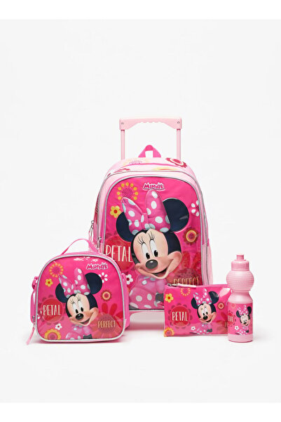 Disney مجموعة حقيبة ظهر بعجلات بطبعة ميني ماوس، مكونة من 4 قطع - العرض 31 سم ...
