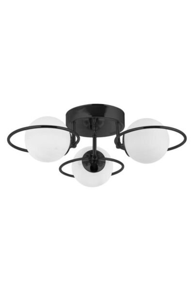 Eray Aydınlatma 3 lü Opal Camlı Siyah Avize