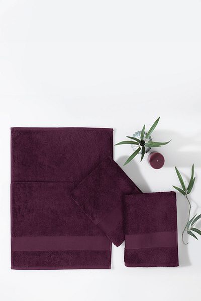 Yataş Essentials 3-Piece Hand / Face / Head Towel Set Fuchsia - 50X90 cm