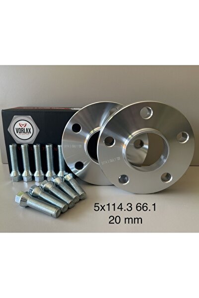 VORLAX Renault Uyumlu Spacer 5x114.3 66.1 20 Mm 2 Adet Spacer Ve 10 Adet Bijon