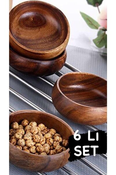 Smyak 6 Adet Ağaçdan Üretilmiş Ahşap Doğal Çerezlik