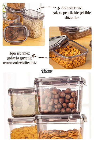 Vienev Set of 12 Rectangular Storage Containers with Screen Printing Labels - 4X(3.2 2 1.3 Liter)