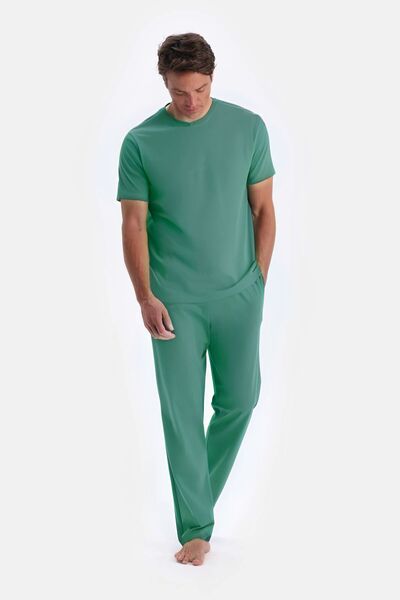 BayBayan Ανδρικό κοντομάνικο καλοκαιρινό σετ πιτζάμες με λαιμόκοψη