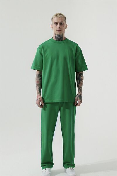 BayBayan Ανδρικό σετ καλοκαιρινής πιτζάμες με χαλαρό κοντομάνικο λαιμόκοψη