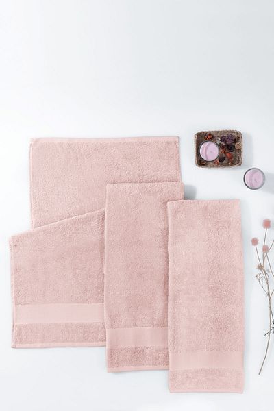 Yataş Essentials 3-Piece Hand / Face / Head Towel Set Powder - 50X90 cm