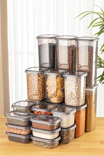 Vienev 24-Piece Peggy Storage Set with Screen Printing Labels, 6X(1.75 1.2 0.55 0.4 Liter)