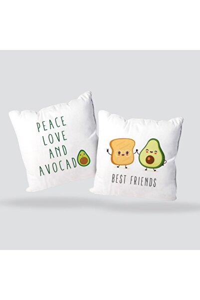 Hediyesepeti Gift for a Friend Decorative Avocado Pillow - Printed Text Decorative Throw Pillow