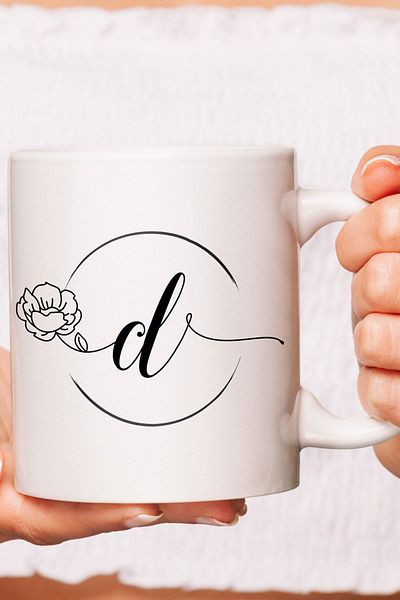 Hediyesepeti كوب شاي وقهوة من البورسلين مطبوع عليه حرف D