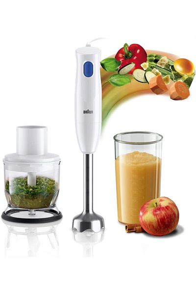 Braun Hand Blender, 450 W. Chopper 350ml, metal, 1 speed, Lightweight, SplashControl - MQ 10.201 M