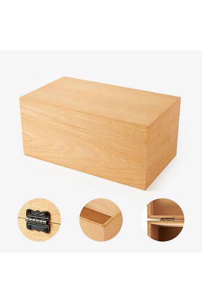 Hediyesepeti Κουτί ξύλου οξιάς 17x30 cm - Κουτί ξύλινης στήθους από υλικό MDF με επένδυση από φυσική οξιά