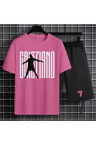 LUNAVISTA CR7 Cristiano Ronaldo Printed Jogger T-Shirt and Shorts - Crew Neck