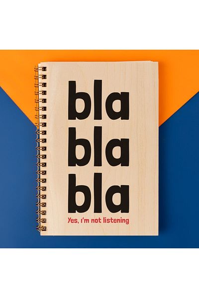 Hediyesepeti Da, nu ascult. Design 8 cm x 12 cm Notebook necăptușit 48 coli cu copertă din lemn