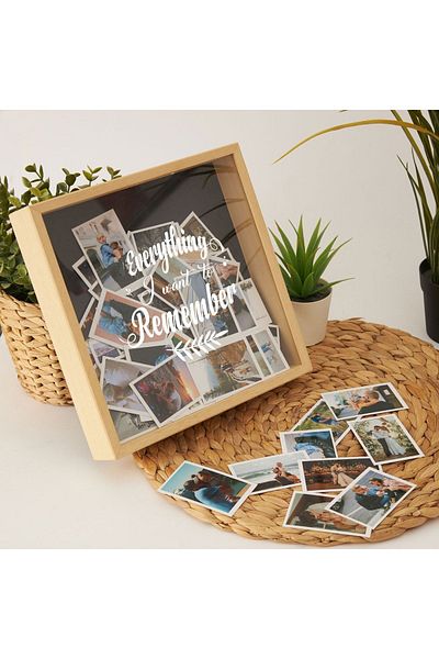 Hediyesepeti Minimal Design Wooden Memory Piggy Bank with Acrylic Window